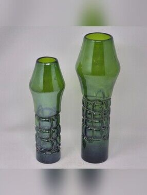 Caged Style Green Glass Vase Set
